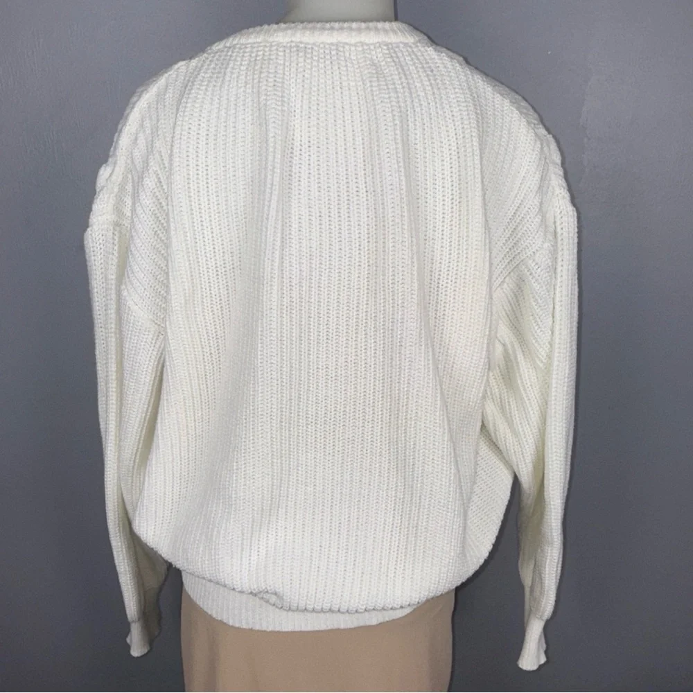 Jacobson’s Sweater Women’s‎ L Ivory V-Neck Chunky Cable Knit